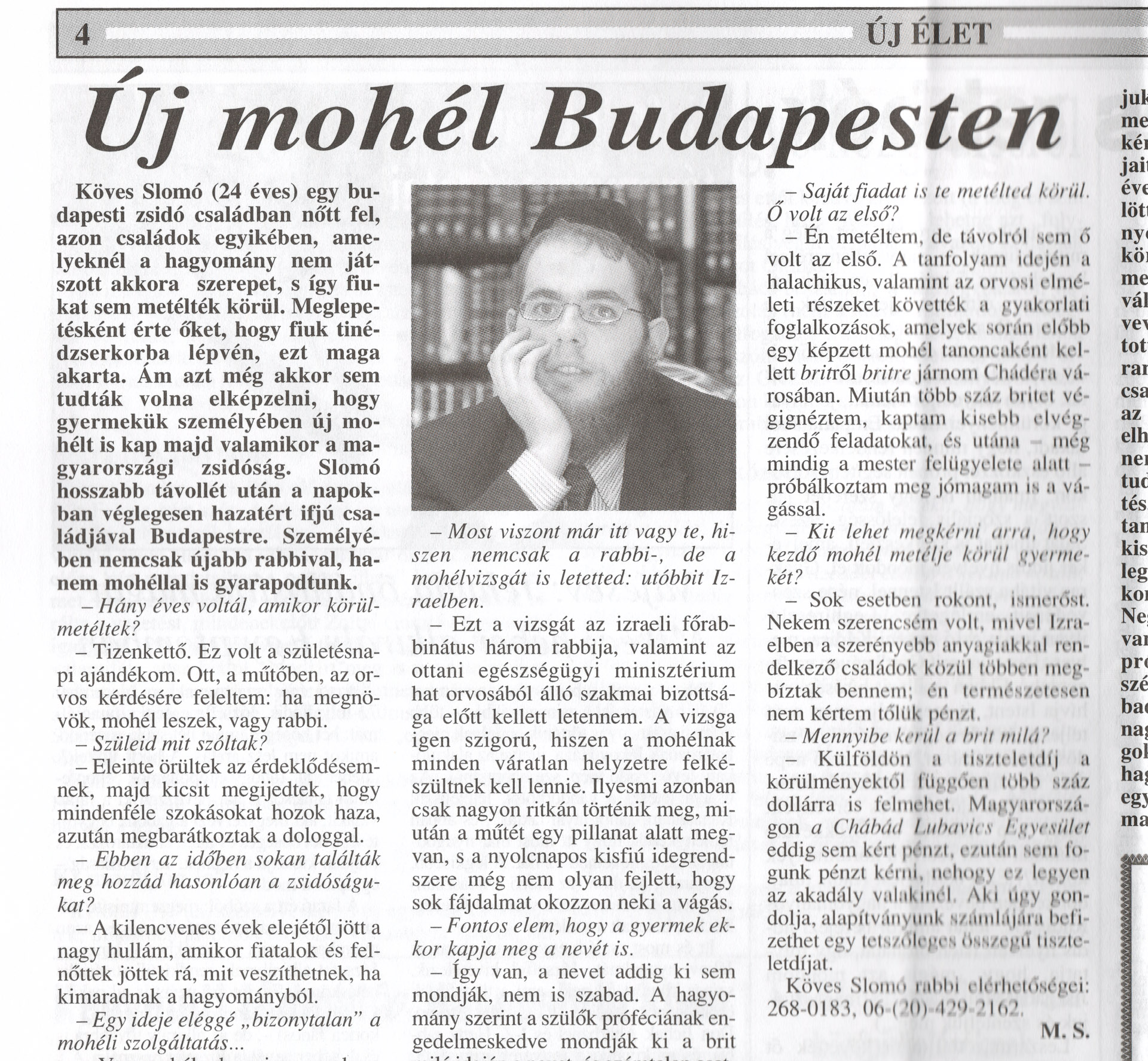 Köves Slomó mohel cikk