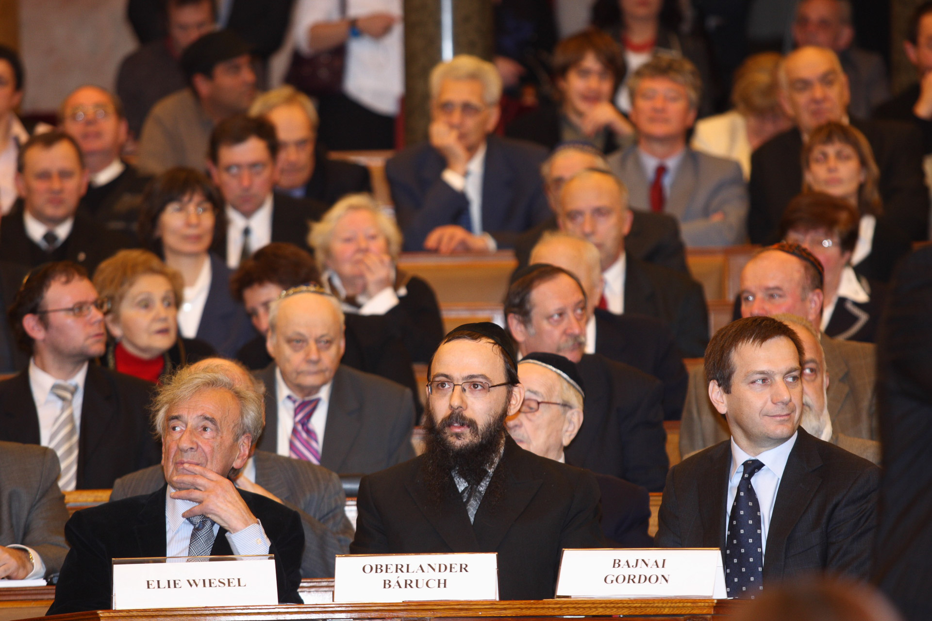 Elie Wiesel látogatása a Parlamentben- Bajna Gordon és Oberlander Báruch rabbival